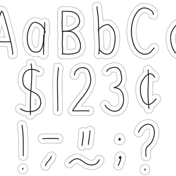 Black on White Hand Drawn 4" Letters Combo Pack