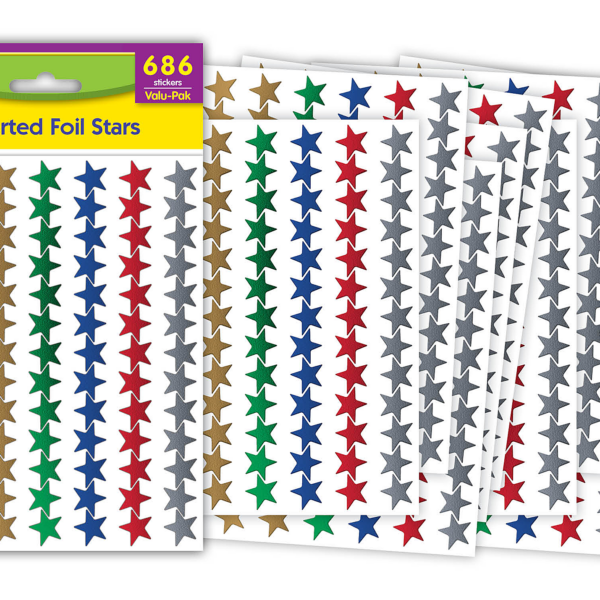 Assorted Foil Stars Stickers Valu-Pak