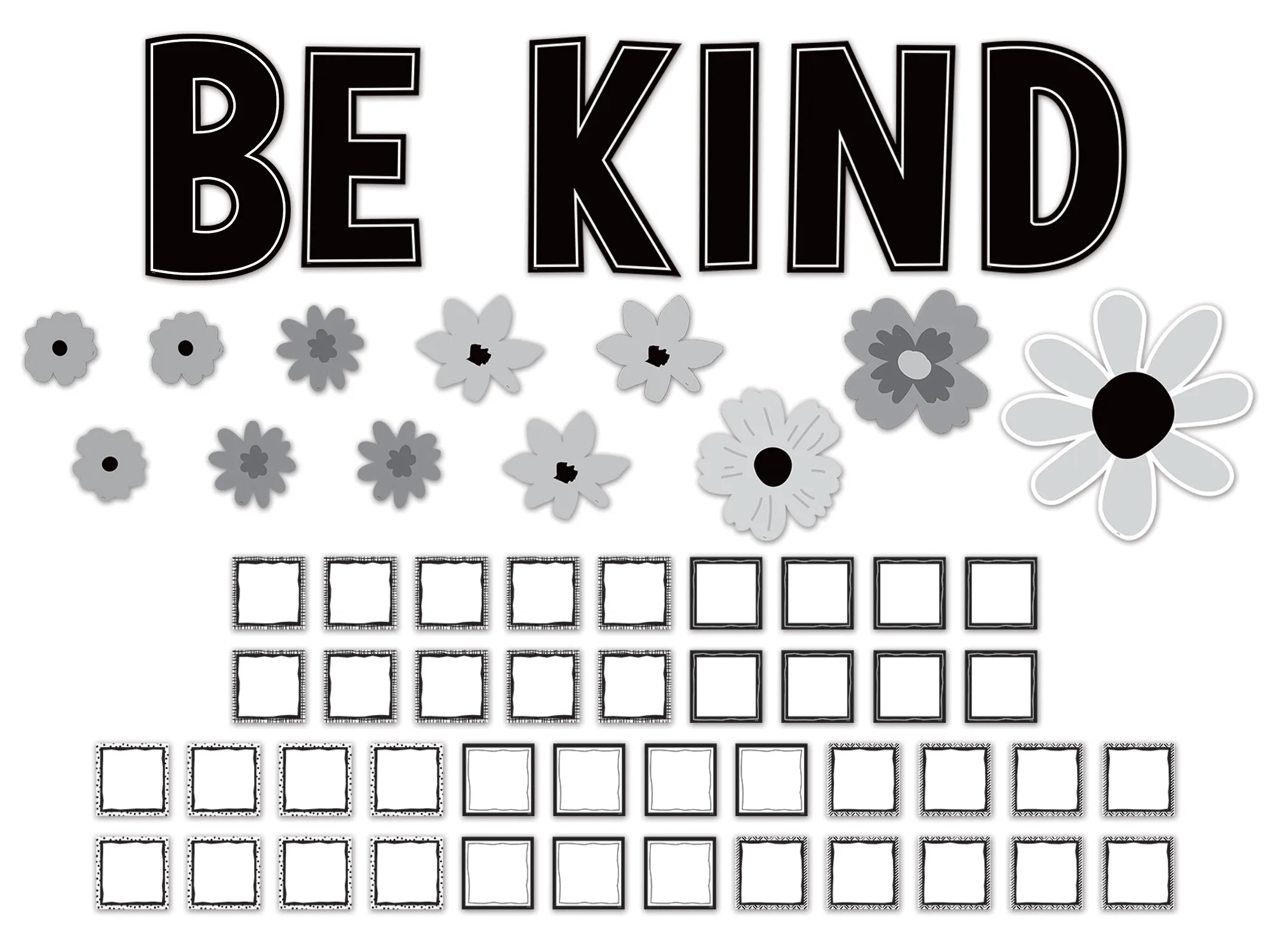 Black and White Floral Be Kind Bulletin Board - Image 2