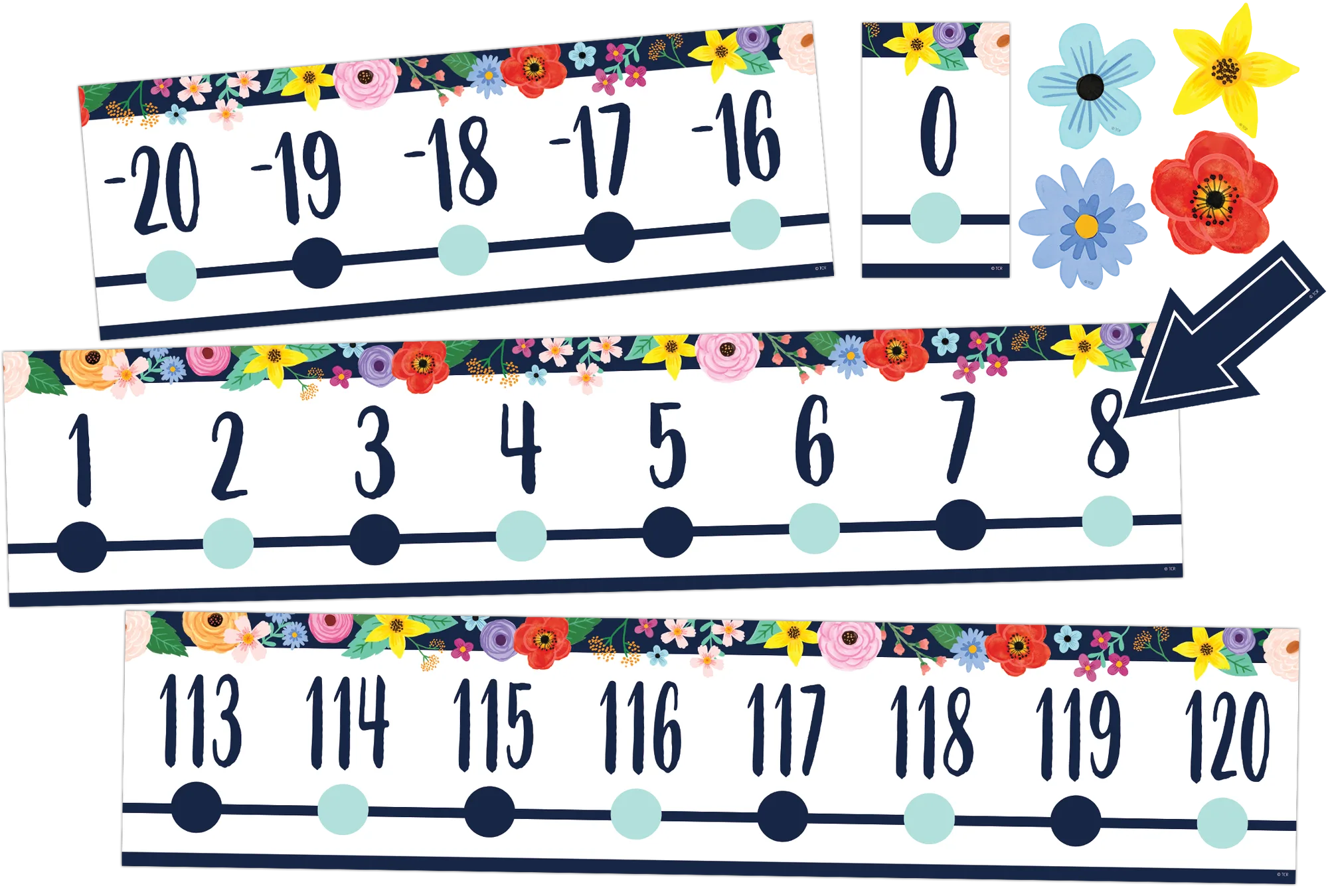 Wildflowers Number Line (-20 to +120) Bulletin Board