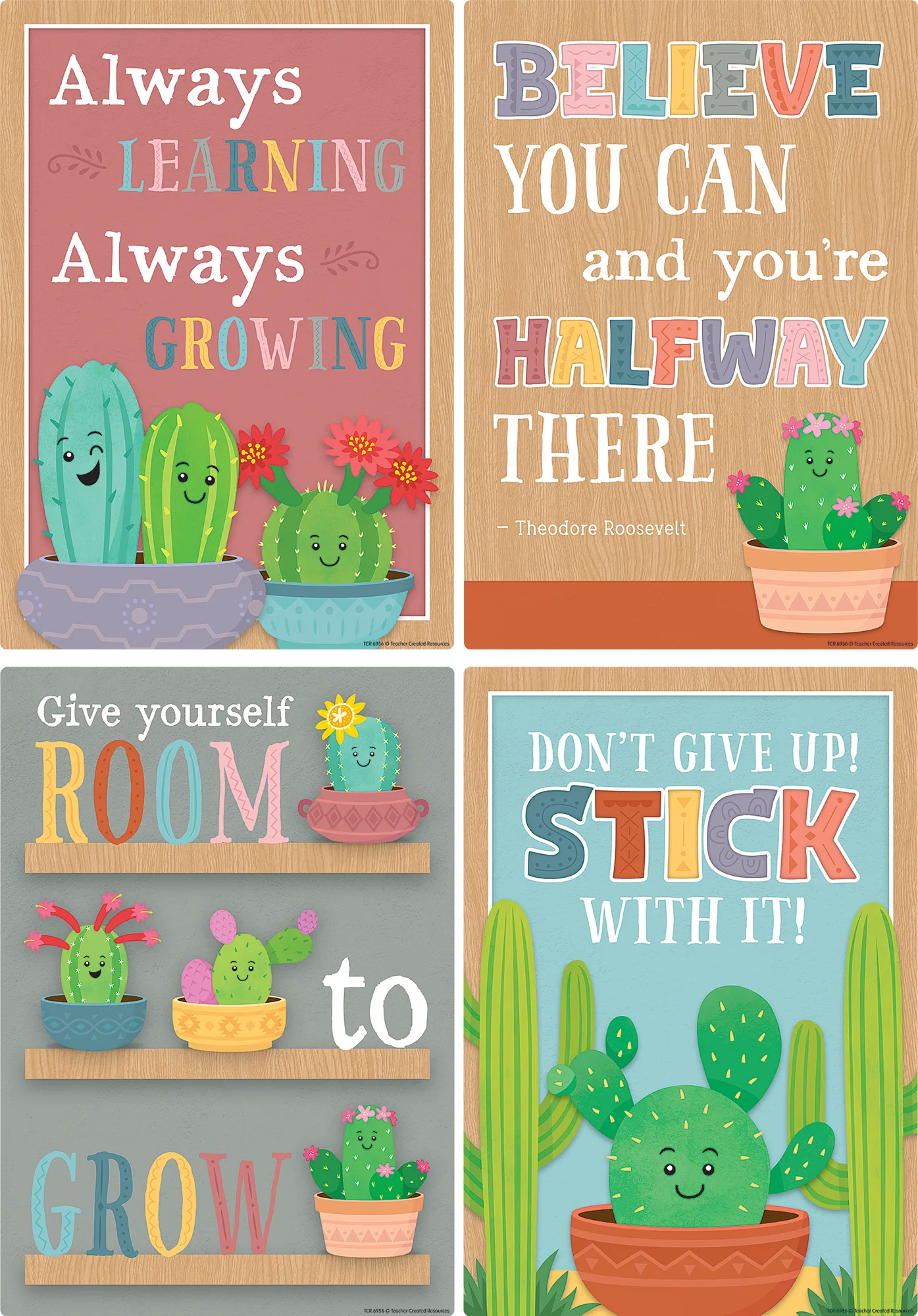 Happy Cactus Crew Positive Sayings Small Poster Pack - Image 2