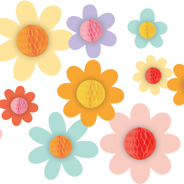 Groovy Flowers 3D Honeycomb Accents