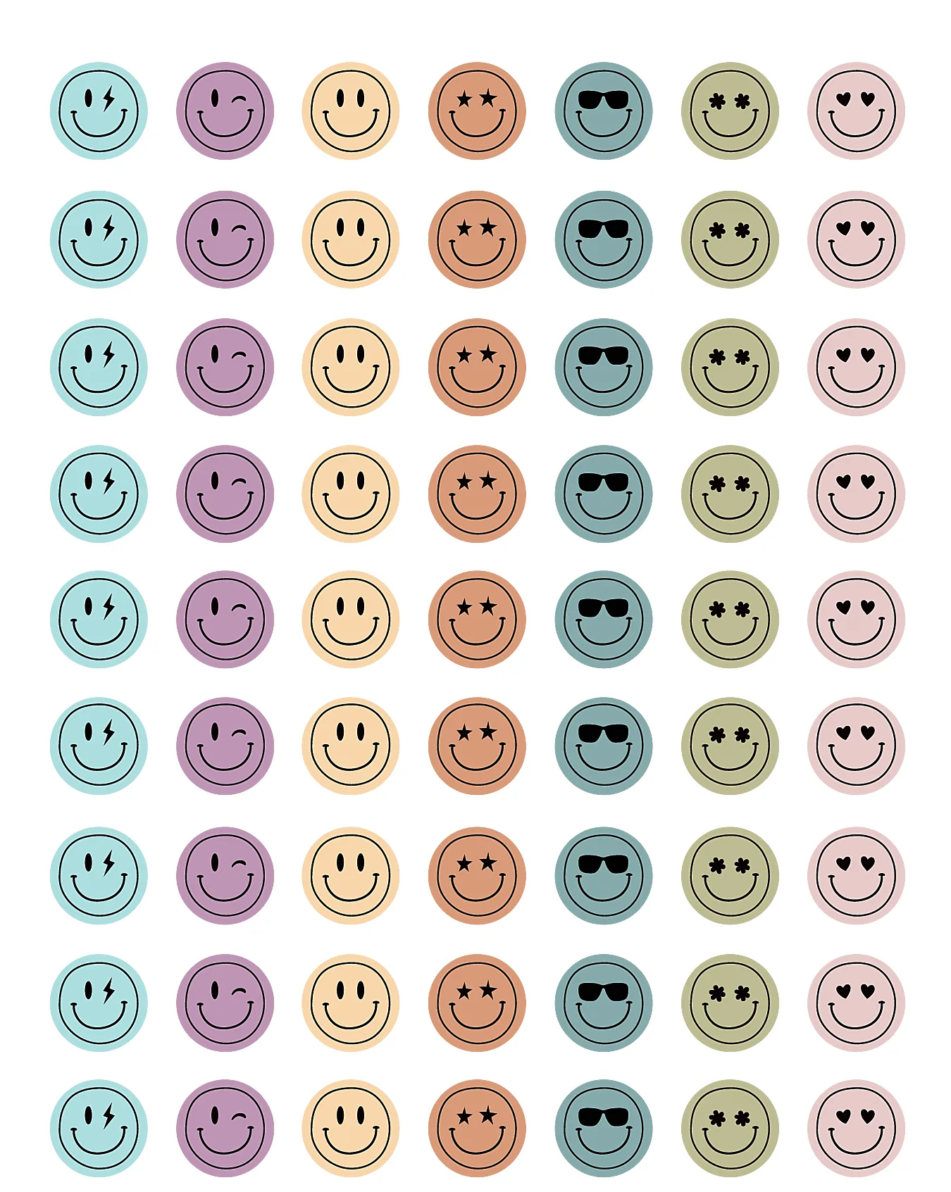 Calming Colors Smiley Faces Mini Stickers - Image 2