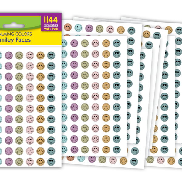 Calming Colors Smiley Faces Mini Stickers Valu-Pak