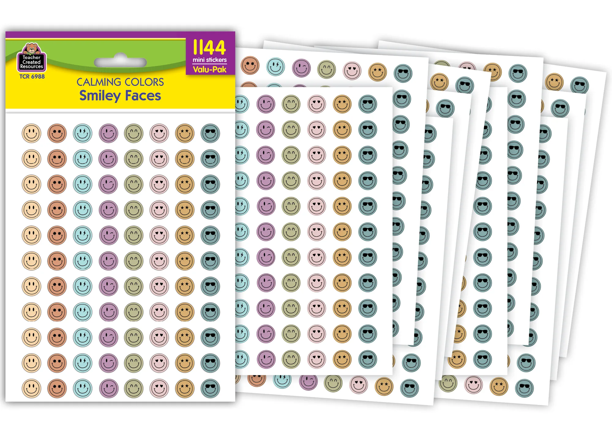 Calming Colors Smiley Faces Mini Stickers Valu-Pak