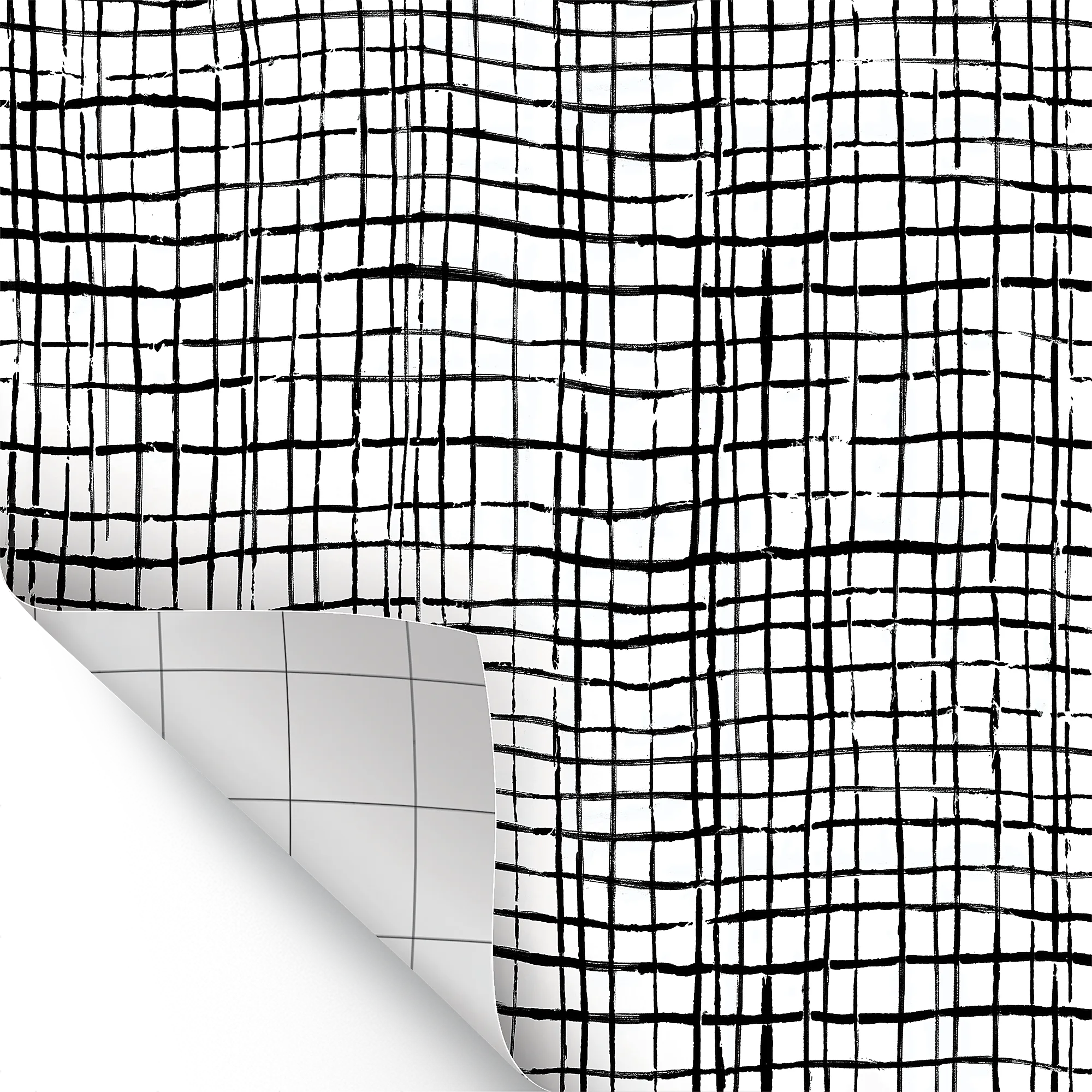Black Freestyle Grid Peel and Stick Decorative Paper