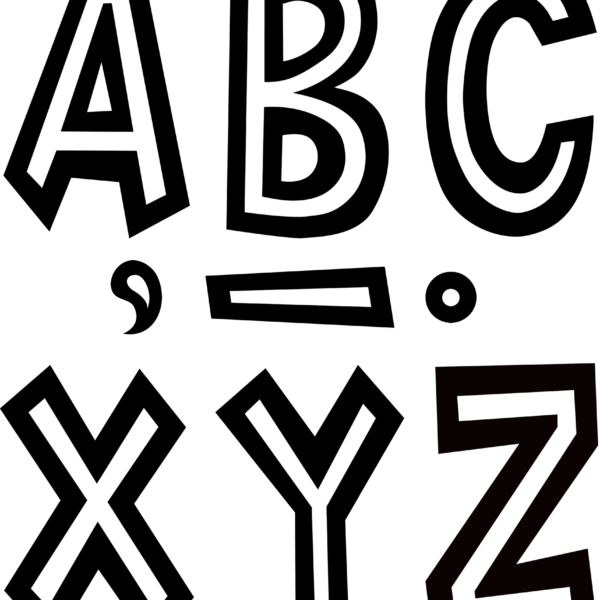 Black and White 7" Fun Font Letters