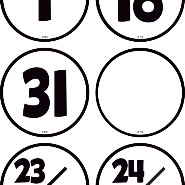 Black & White Calendar Days