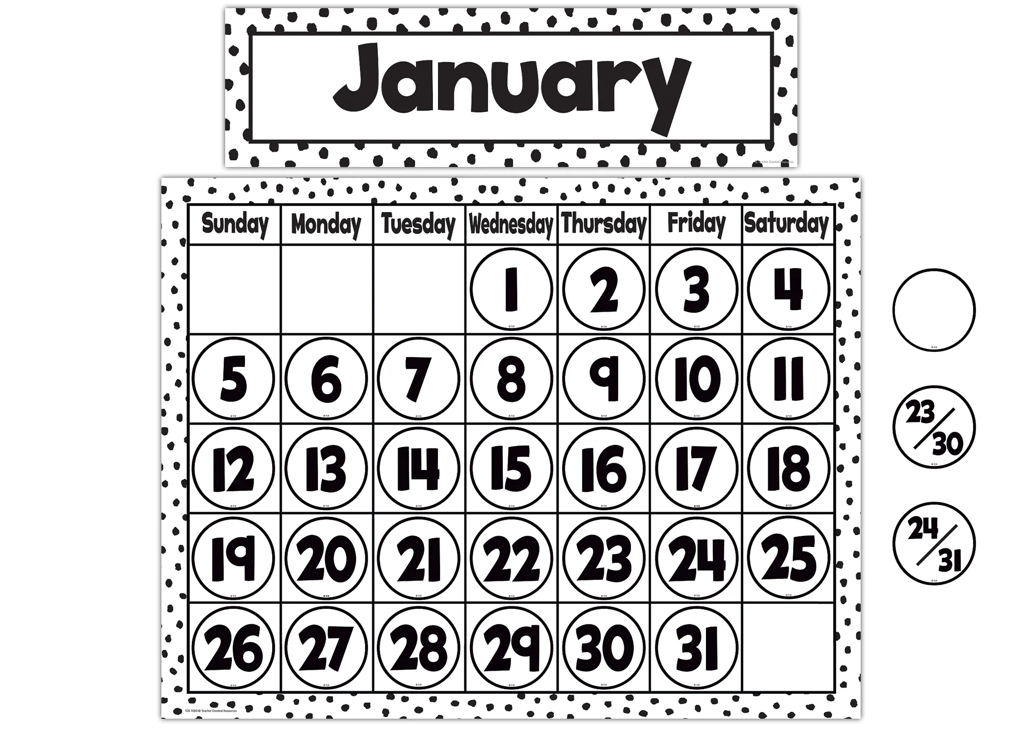 Black & White Calendar Days - Image 2