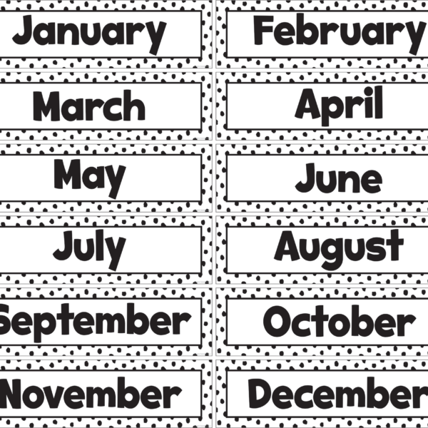 Black Painted Dots on White Monthly Headliners