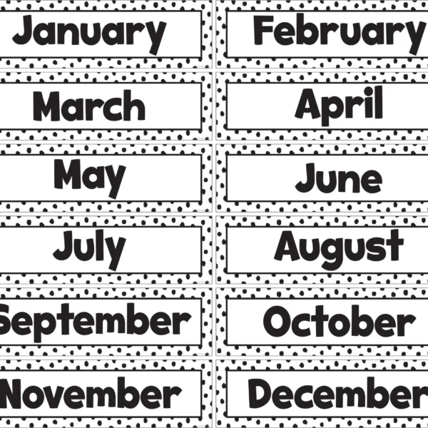 Black Painted Dots on White Monthly Headliners