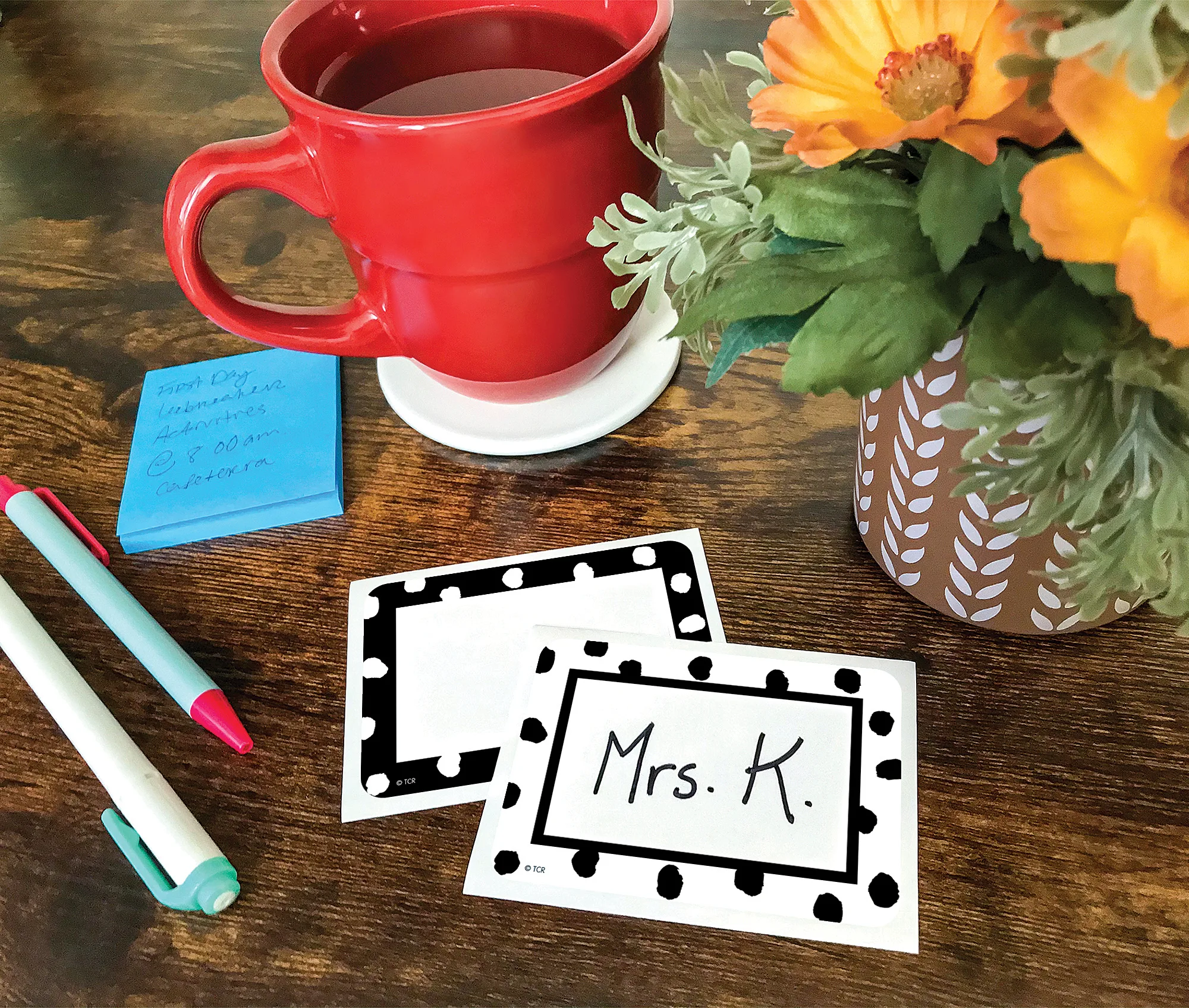 Black and White Painted Dots Name Tags/Labels - Multi-Pack - Image 2