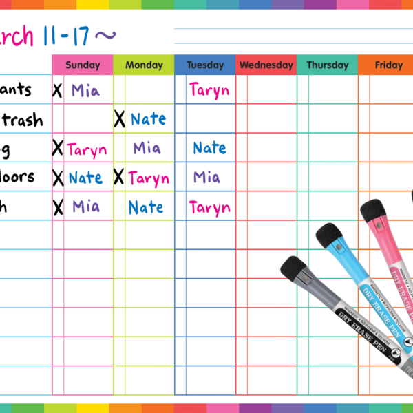 Colorful Dry-Erase Magnetic Task Chart