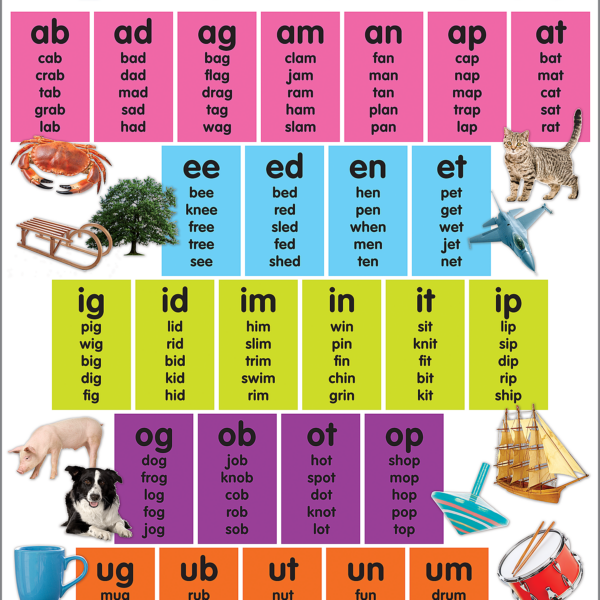 Colorful Word Families Chart