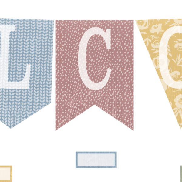 Classroom Cottage Pennants Welcome Bulletin Board