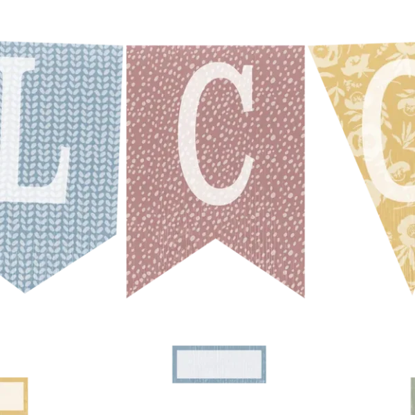 Classroom Cottage Pennants Welcome Bulletin Board