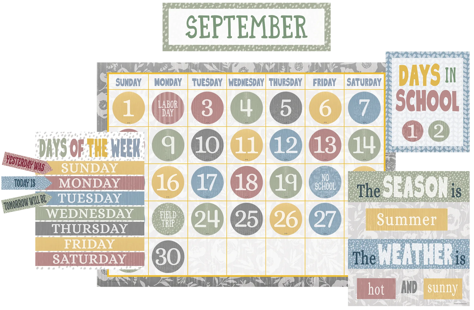 Classroom Cottage Calendar Bulletin Board
