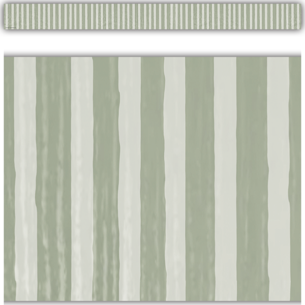 Classroom Cottage Sage Green Stripes Straight Border Trim