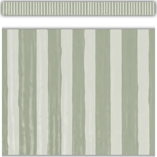 Classroom Cottage Sage Green Stripes Straight Border Trim