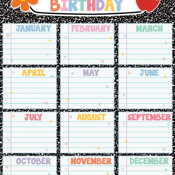 Cool for School Composition Happy Birthday Chart