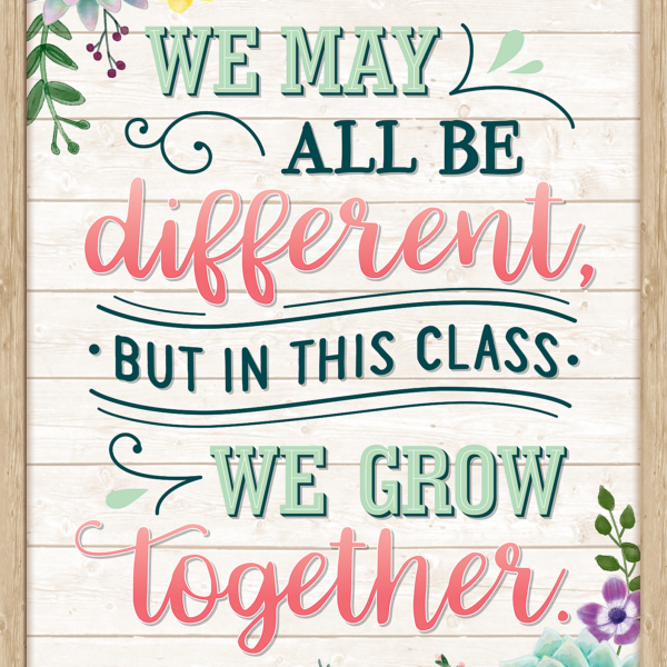 We May All Be Different, but in This Class We Grow Together Positive Poster
