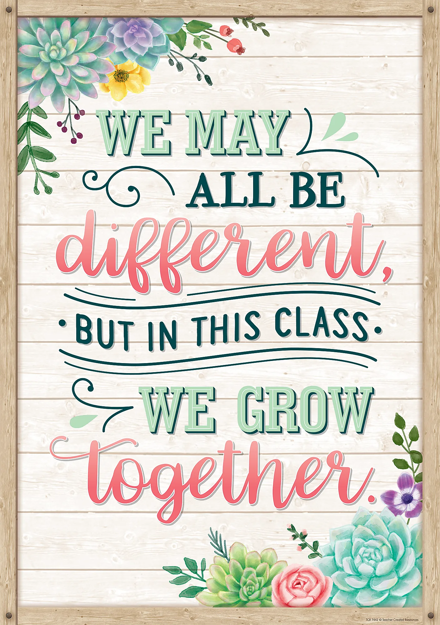 We May All Be Different, but in This Class We Grow Together Positive Poster