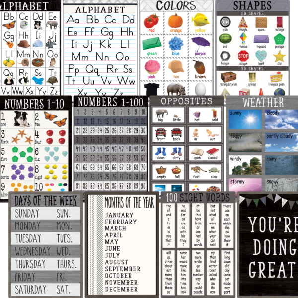 Modern Farmhouse Early Learning Small Poster Pack