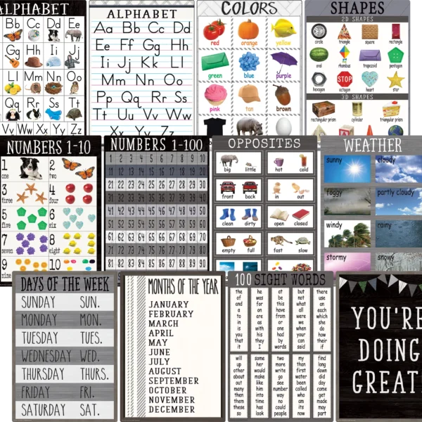 Modern Farmhouse Early Learning Small Poster Pack