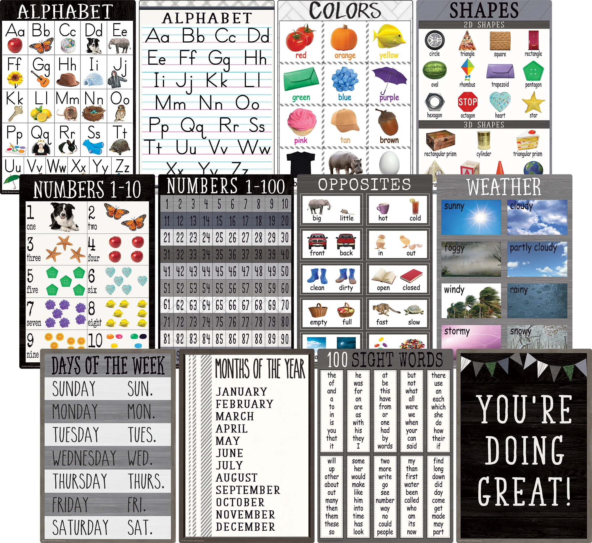 Modern Farmhouse Early Learning Small Poster Pack