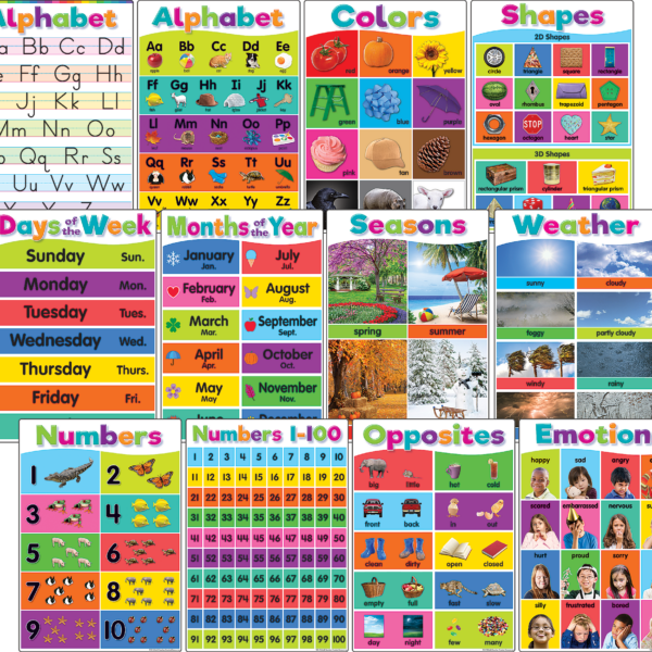 Colorful Early Learning Small Poster Pack