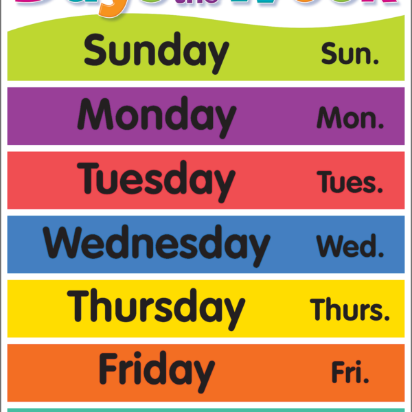 Colorful Days of the Week Chart
