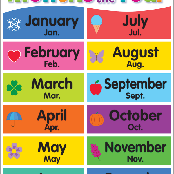 Colorful Months of the Year Chart