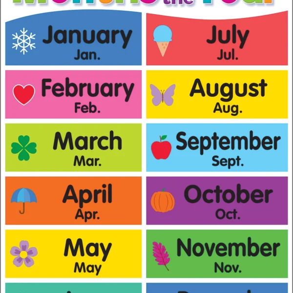 Colorful Months of the Year Chart