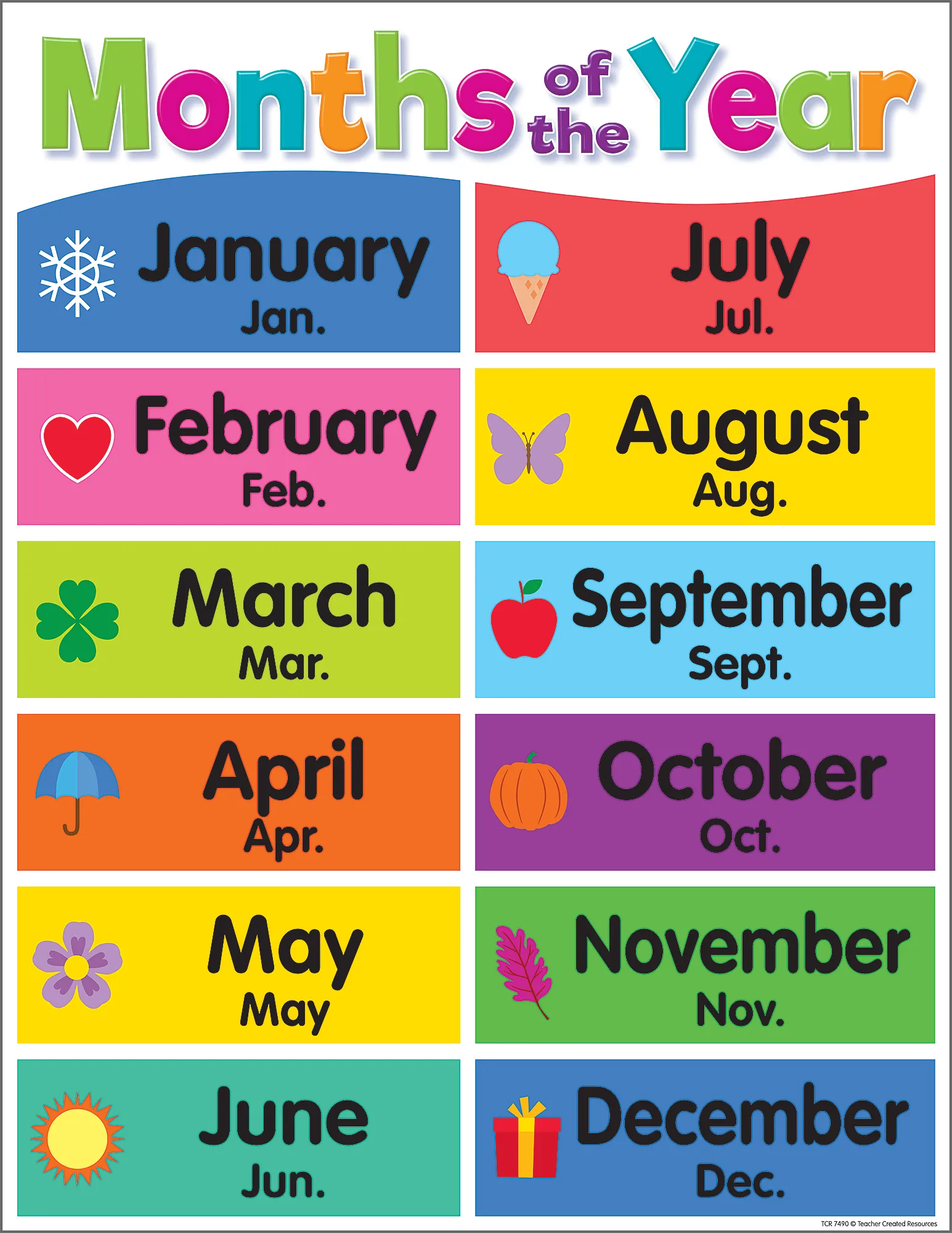 Colorful Months of the Year Chart