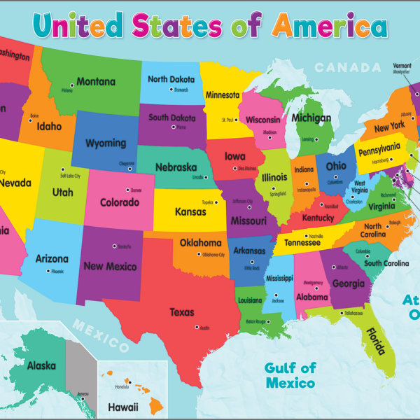 Colorful United States of America Map Chart