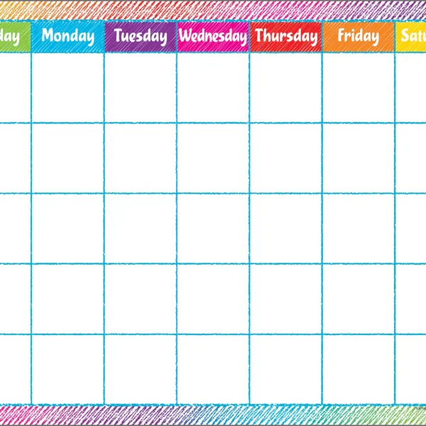 Colorful Scribble Calendar Chart