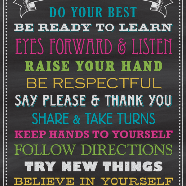 Chalkboard Brights Classroom Rules Chart