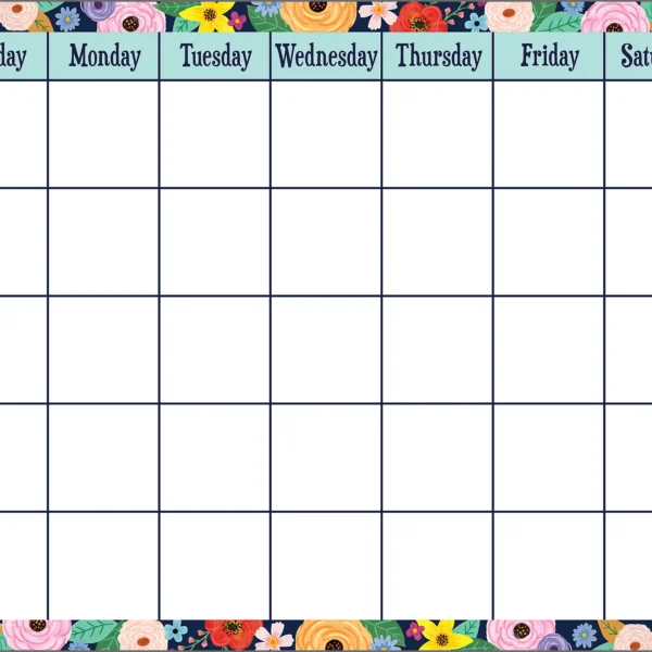 Wildflowers Calendar Chart