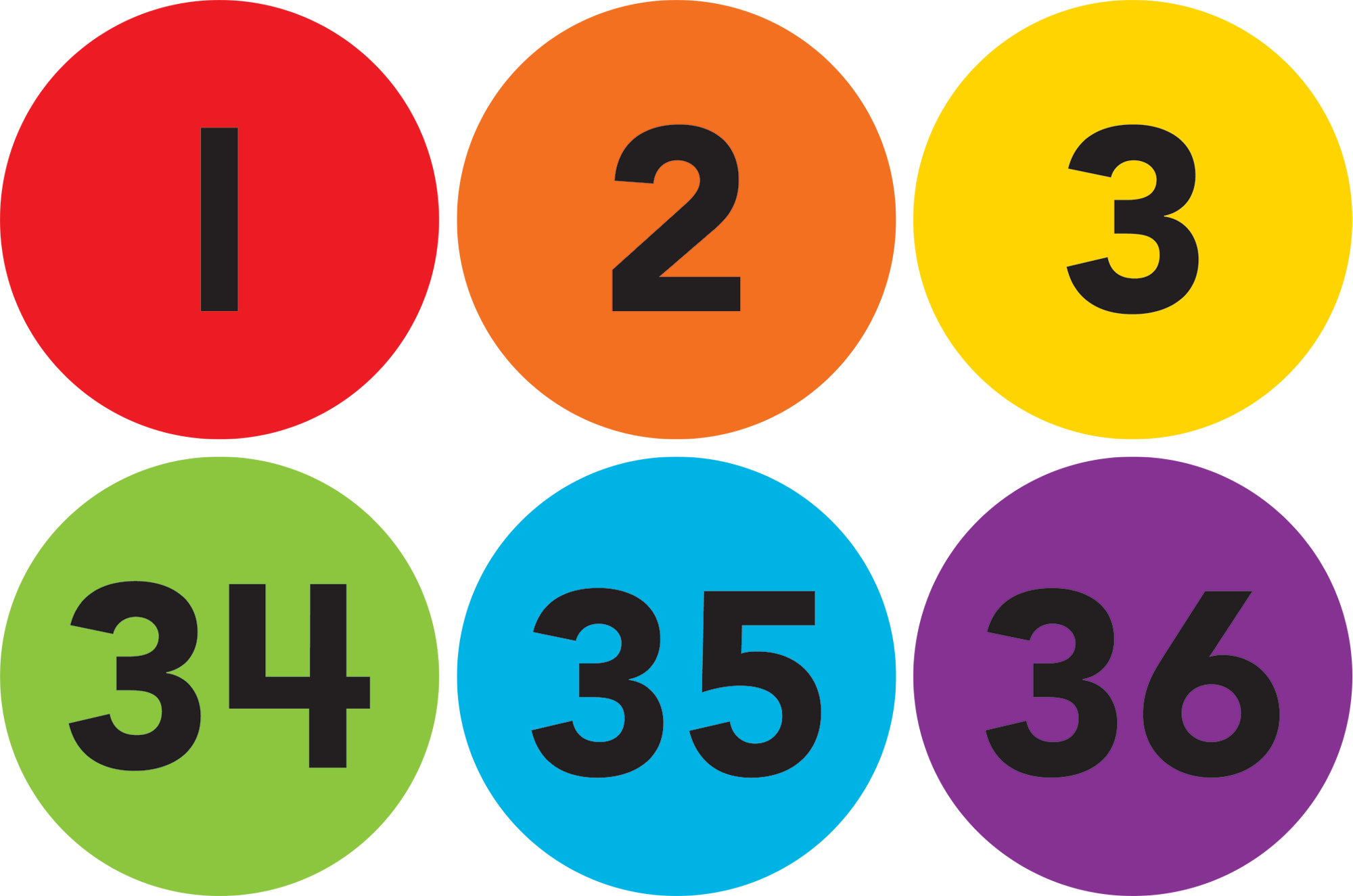 Spot On Carpet Markers Numbers 1-36 "