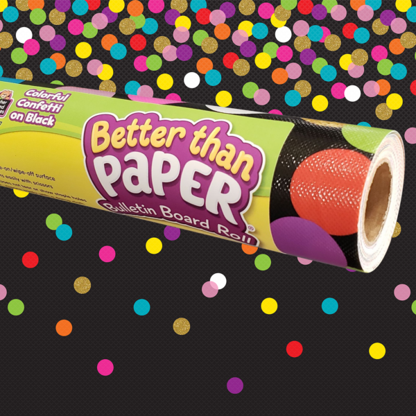 Colorful Confetti on Black Better Than Paper Bulletin Board Rol