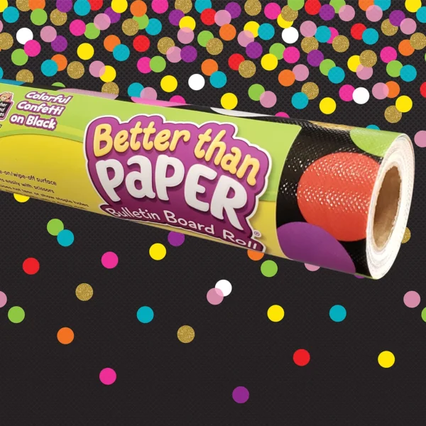 Colorful Confetti on Black Better Than Paper Bulletin Board Rol