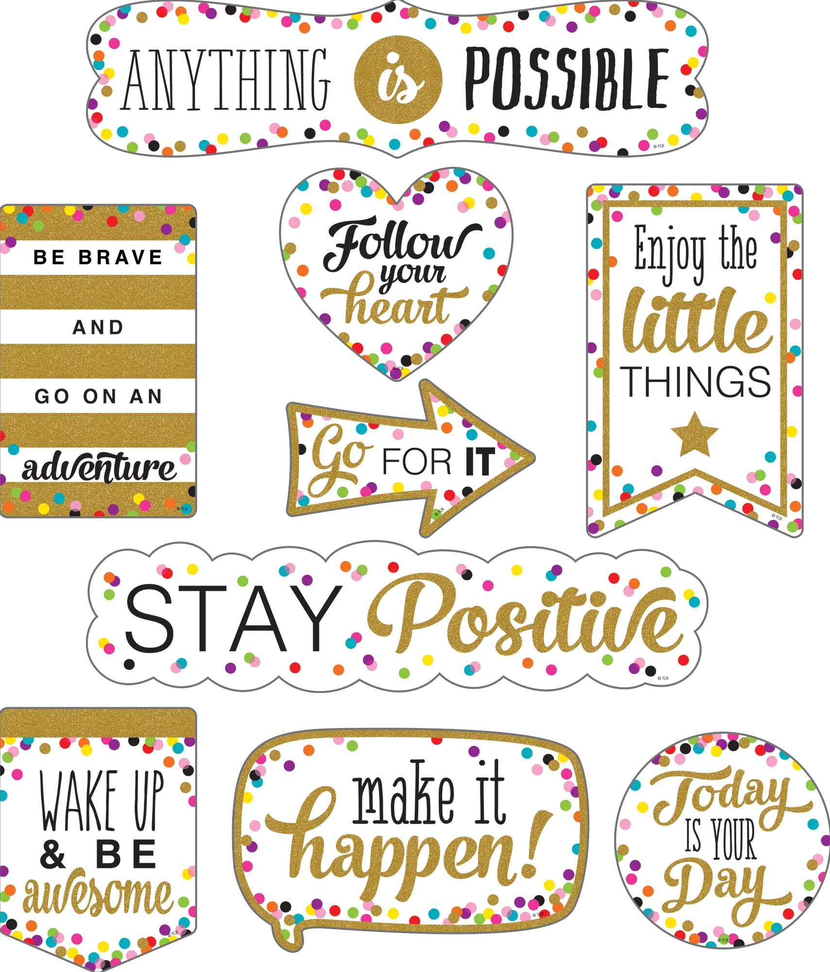 Clingy Thingies: Confetti Positive Sayings Accent