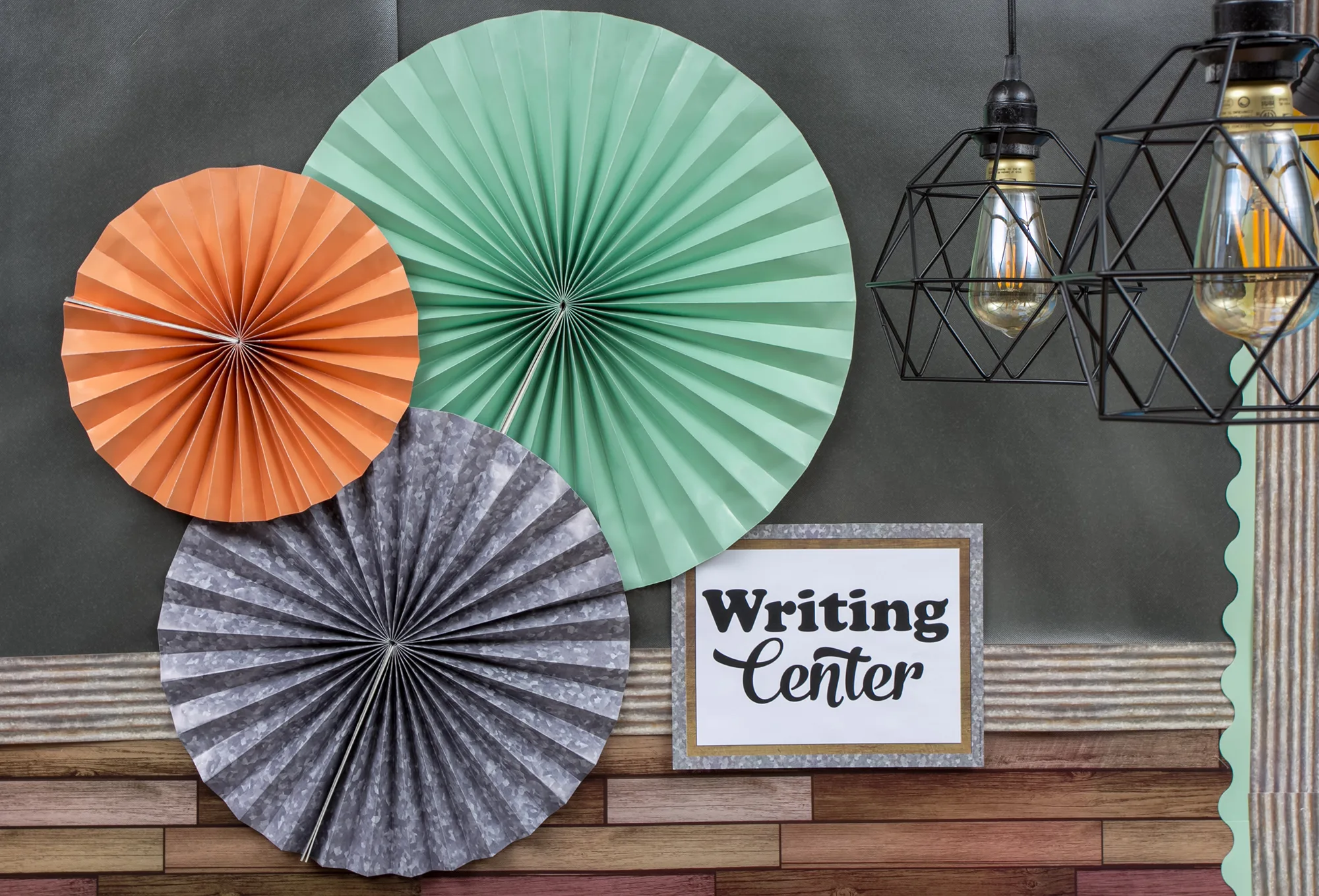 Home Sweet Classroom Hanging Paper Fans - Image 2