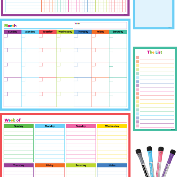 Colorful Dry-Erase Magnetic Calendar Set