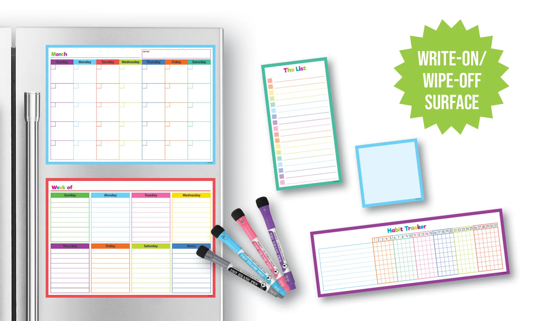 Colorful Dry-Erase Magnetic Calendar Set - Image 2