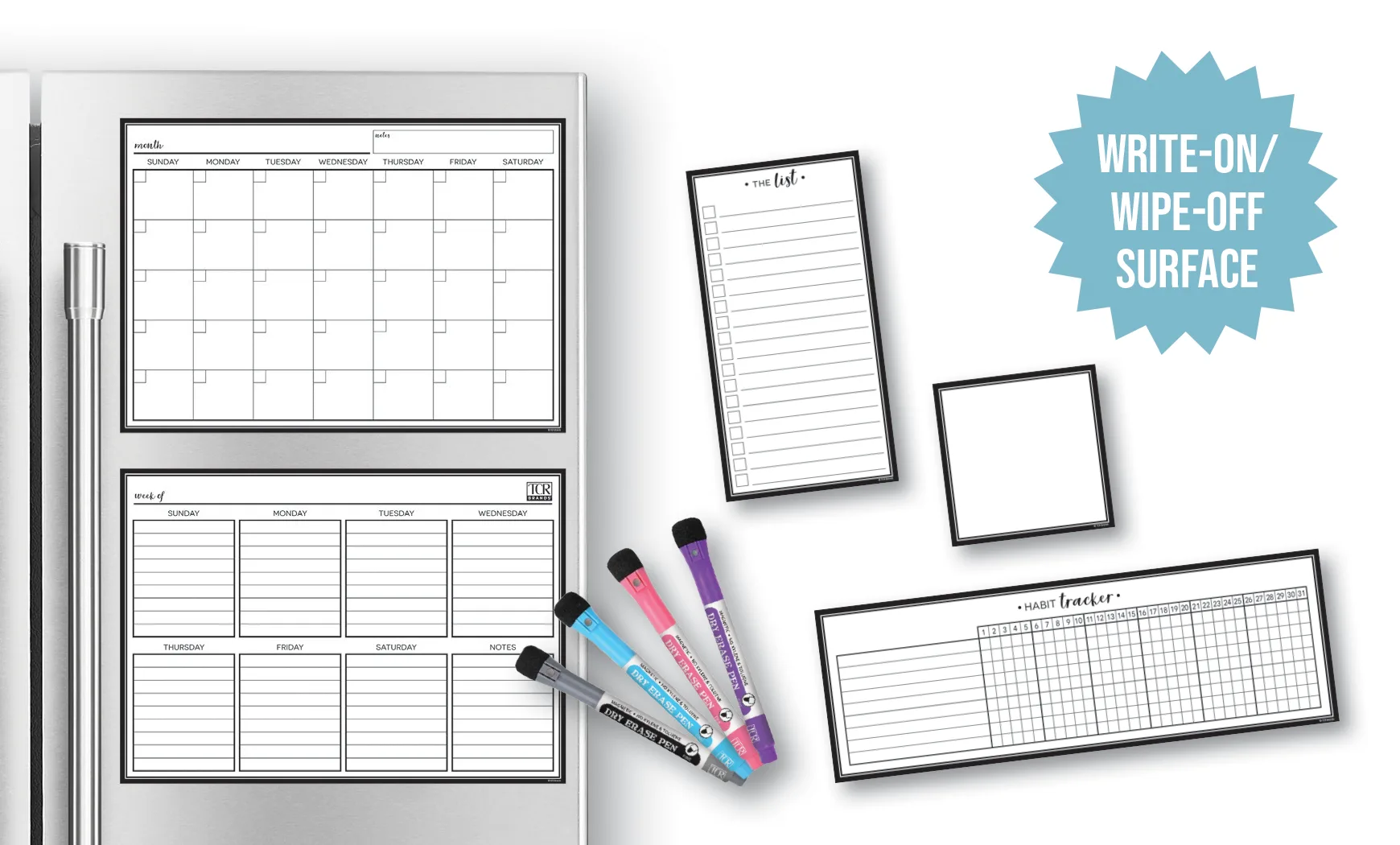 Black & White Dry-Erase Magnetic Calendar Set - Image 2
