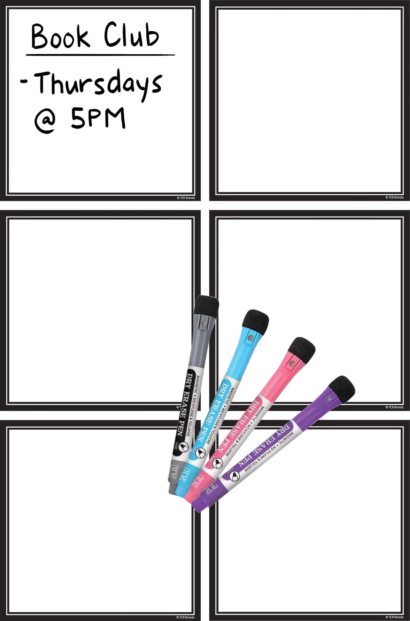 Black & White Dry-Erase Magnetic Square Notes