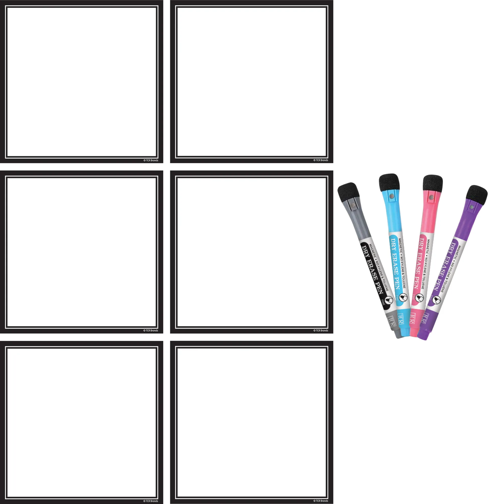 Black & White Dry-Erase Magnetic Square Notes - Image 2