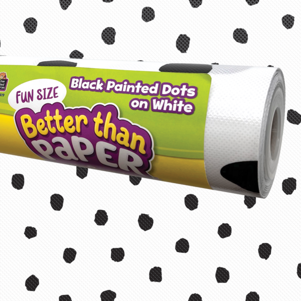 Fun Size Black Painted Dots on White Better Than Paper Bulletin Board Rol
