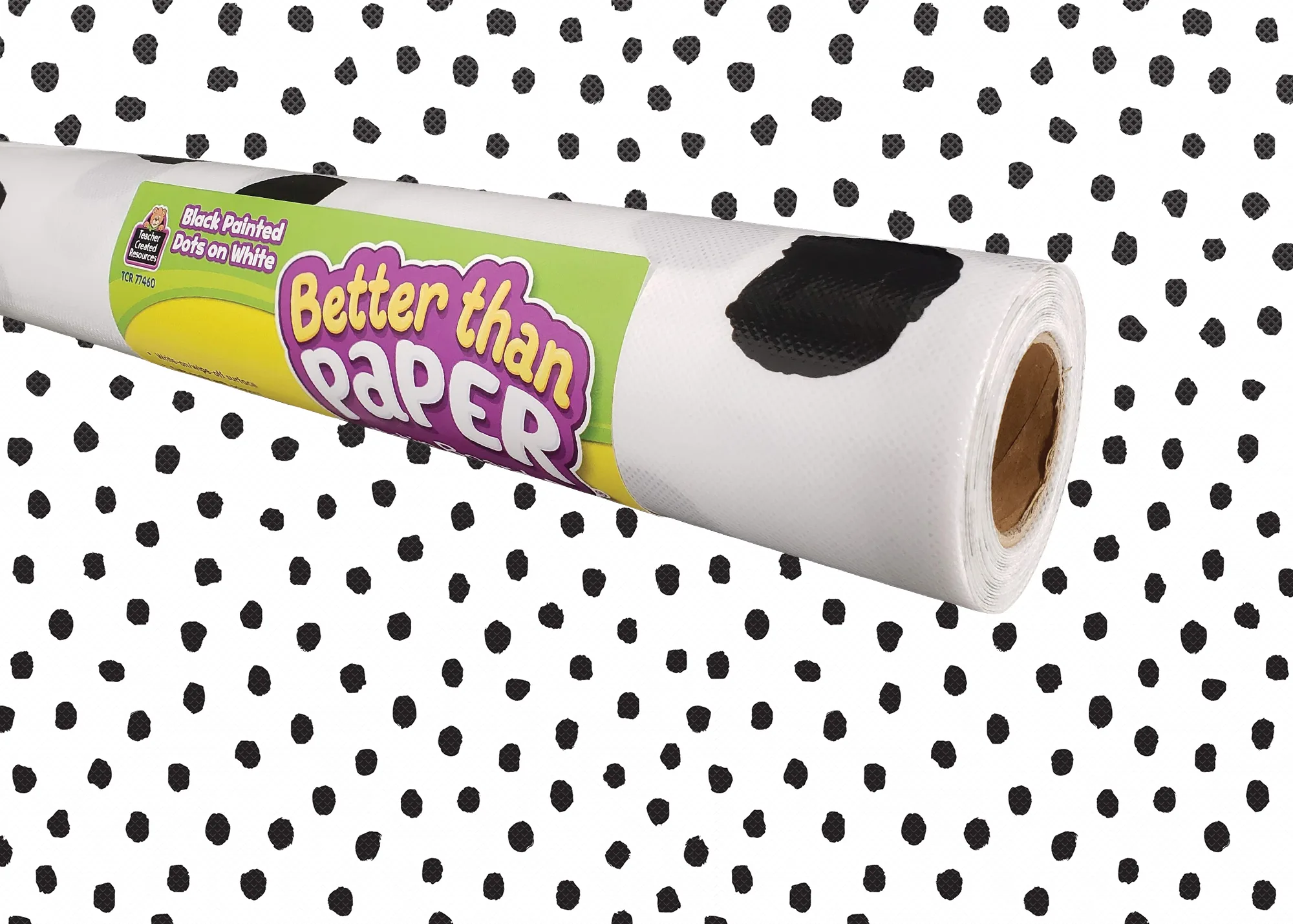 Black Painted Dots on White Better Than Paper Bulletin Board Rol